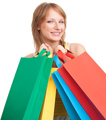 Image showing Woman smile with bags
