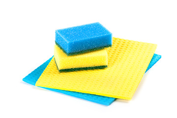 Image showing blue and yellow sponges