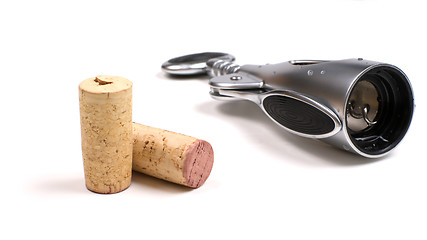 Image showing Corkscrew and corks