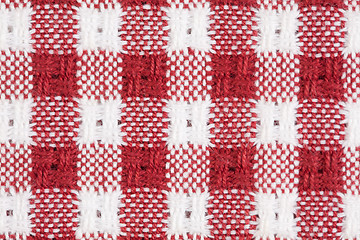 Image showing Red and White Gingham Checkered Tablecloth Background