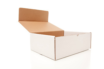 Image showing Blank White Cardboard Box Opened Isolated