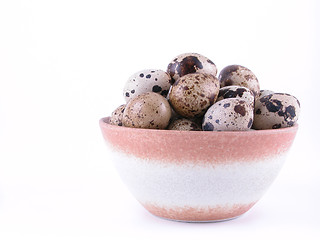 Image showing bowl of quail eggs