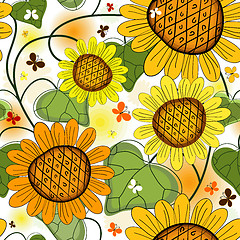 Image showing Repeating floral white summer pattern