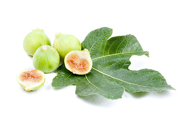 Image showing Figs on a leaf
