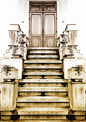 Image showing Old entry in a house. Sepia