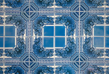 Image showing Traditional Portuguese glazed tiles