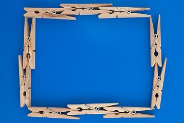 Image showing Frame made of wooden clothes pegs