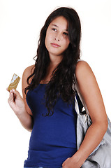 Image showing Girl thinking about spending.