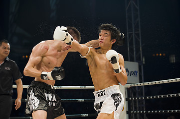 Image showing russian vs korean thai boxer in bangkok