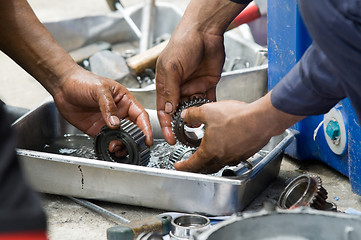 Image showing Cleaning of gears