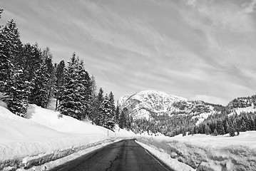 Image showing Snow on the Dolomites Mountains, Italy