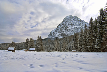 Image showing Snow on the Dolomites Mountains, Italy