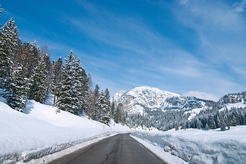 Image showing Snow on the Dolomites Mountains, Italy