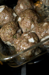 Image showing home made meatballs in pan