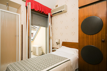 Image showing small single hotel room milan italy