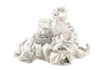 Image showing The heap of papers crumpled