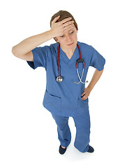 Image showing Tired young nurse