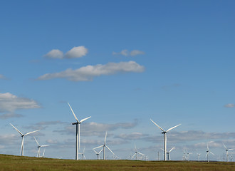 Image showing Wind farm and blue sky