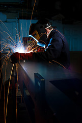 Image showing Welder making box section
