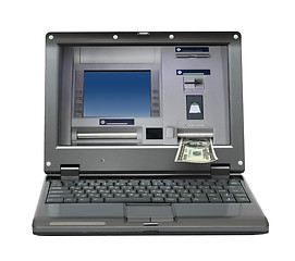 Image showing laptop with cash dispense on screen