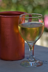 Image showing A glass of cool white wine