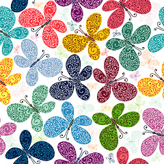 Image showing Seamless pattern with butterflies (vector)