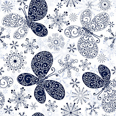 Image showing White-blue christmas pattern (Seamless)