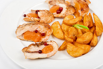 Image showing Roast chicken meat and potato