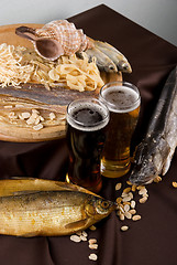 Image showing Beer and snacks set