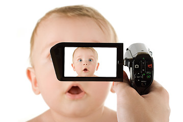 Image showing baby boy to camcorder