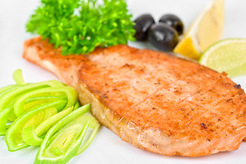 Image showing Grilled salmon steak