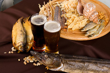 Image showing Beer and snacks set