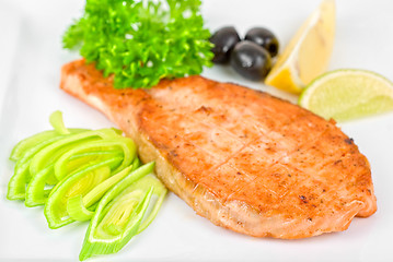 Image showing Grilled salmon steak