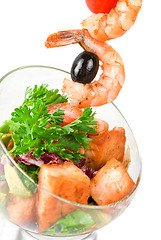 Image showing Fried kebab of shrimps and fish