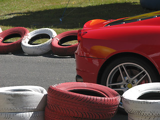 Image showing Red car on the racetrack