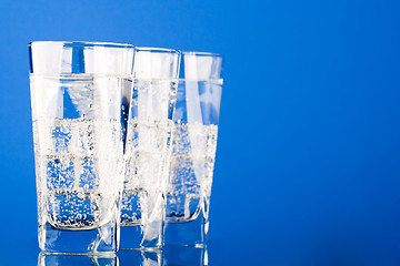 Image showing three glasses with cold water