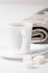 Image showing coffee, sugar and newspapers