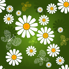 Image showing Seamless green floral pattern