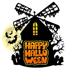 Image showing Mill with Happy Halloween sign 1