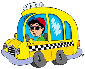 Image showing Cartoon taxi driver