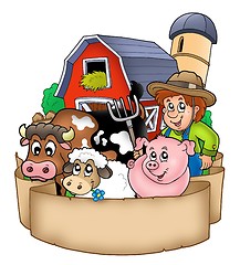 Image showing Banner with barn and country animals