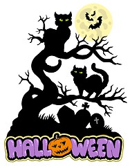 Image showing Halloween sign with cats