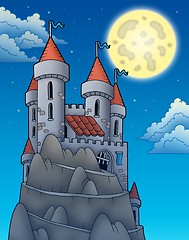 Image showing Night view on castle on rock