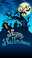 Image showing Happy Halloween sign with tree