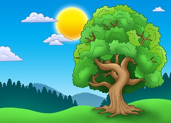 Image showing Green leafy tree in landscape