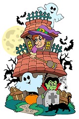 Image showing Haunted house with various characters