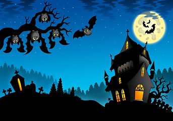 Image showing Halloween landscape with mansion