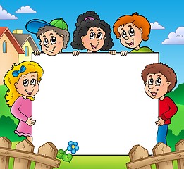 Image showing Blank frame with various kids