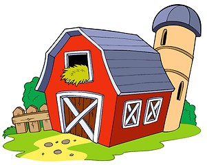 Image showing Cartoon red barn
