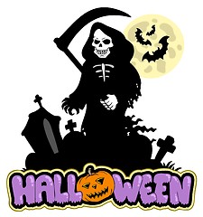 Image showing Grim reaper with Halloween sign